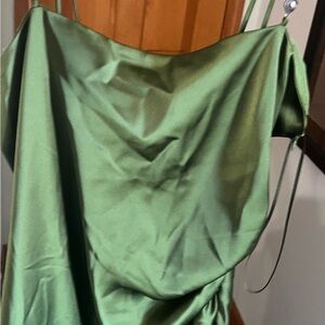 Green Satin Slip Dress